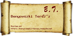 Benyovszki Teréz névjegykártya