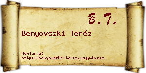 Benyovszki Teréz névjegykártya